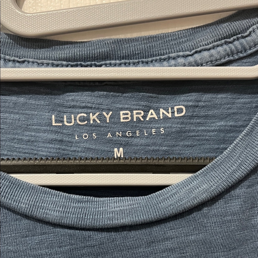 🌷3 Tops for $18 - Lucky Brand Slate Blue Graphic Short Sleeve Tee - Women's Sz M - Picture 2 of 4